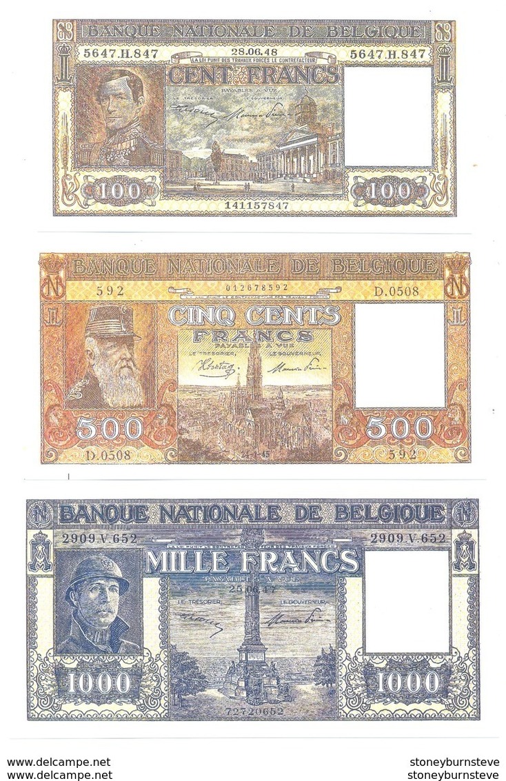 Belgium 1944 3 Note Set (COPY) - [ 9] Colecciones