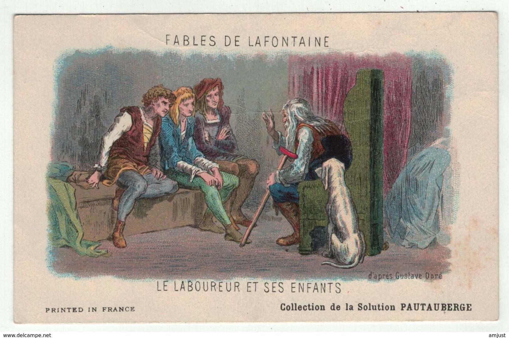 Carte Publicitaire Avec Fables De Lafontaine "le Laboureur Et Ses Enfants" (texte Au Dos) - Non Classés