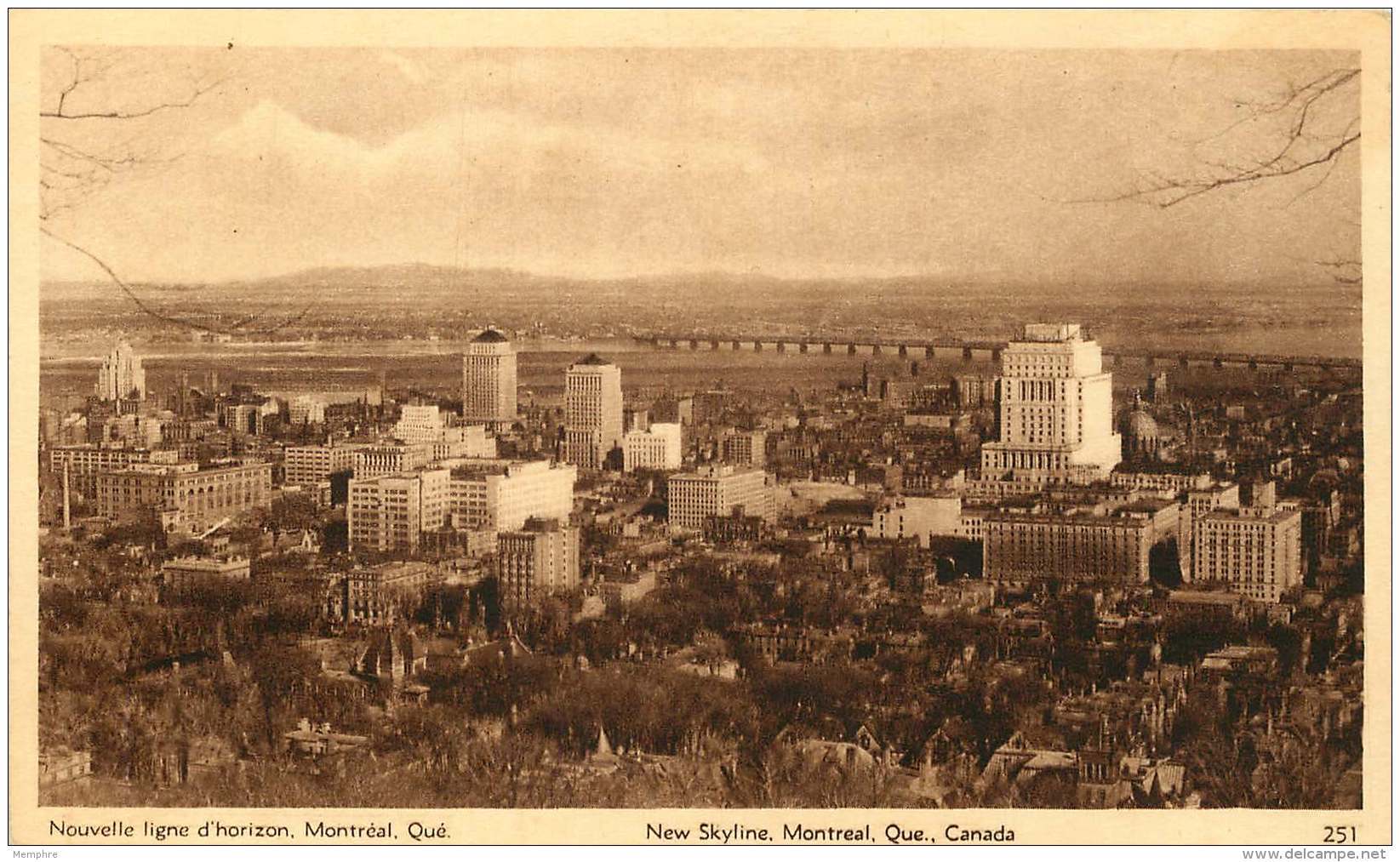 Sepia Illustrated Postcard    New Skyline, Montreal Que  #251   Unused - 1903-1954 Rois