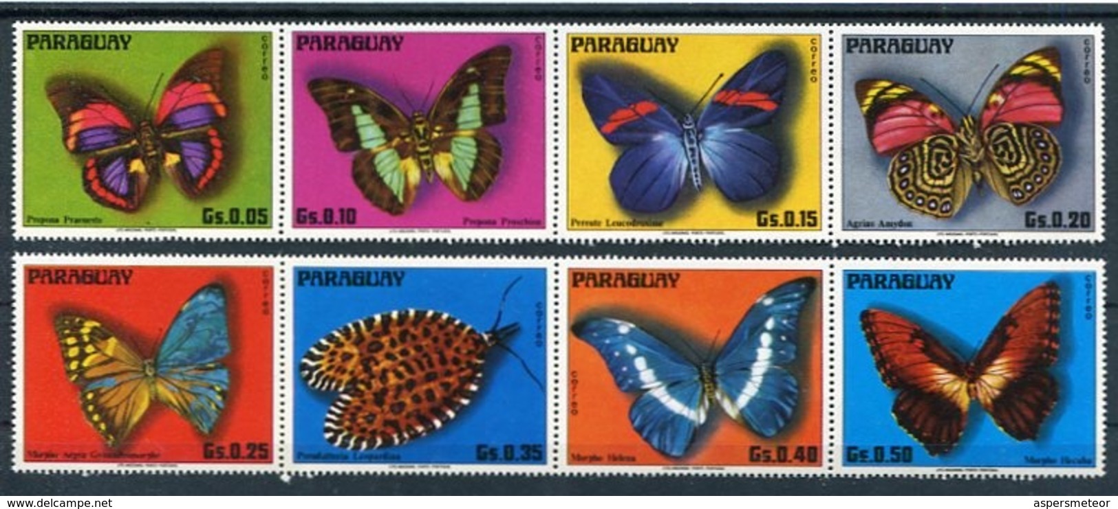 PAPILLONS BUTTERFLIES MARIPOSAS. PARAGUAY YVERT 1514 / 1521 MNH COMPLETE SERIE - LILHU - Papillons