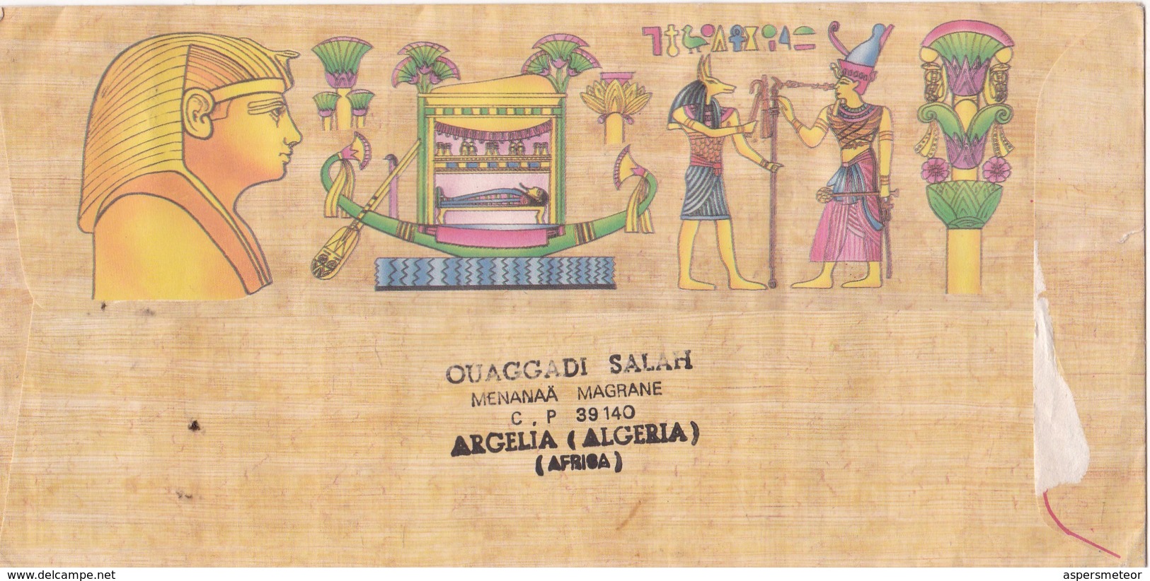 1997 AIRMAIL CIRCULEE ALGERIE TO ARGENTINE TIMBRES UNIES, MOTIF EN ENVELOPPE EGYPTIENS - BLEUP - Algeria (1962-...)