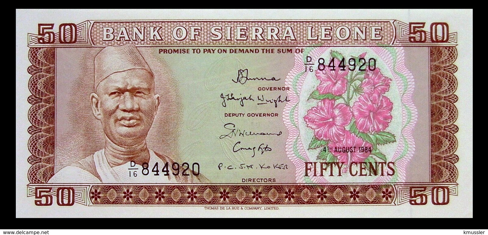 # # # Banknote Aus Sierra Leone 50 Cents UNC # # # - Sierra Leone