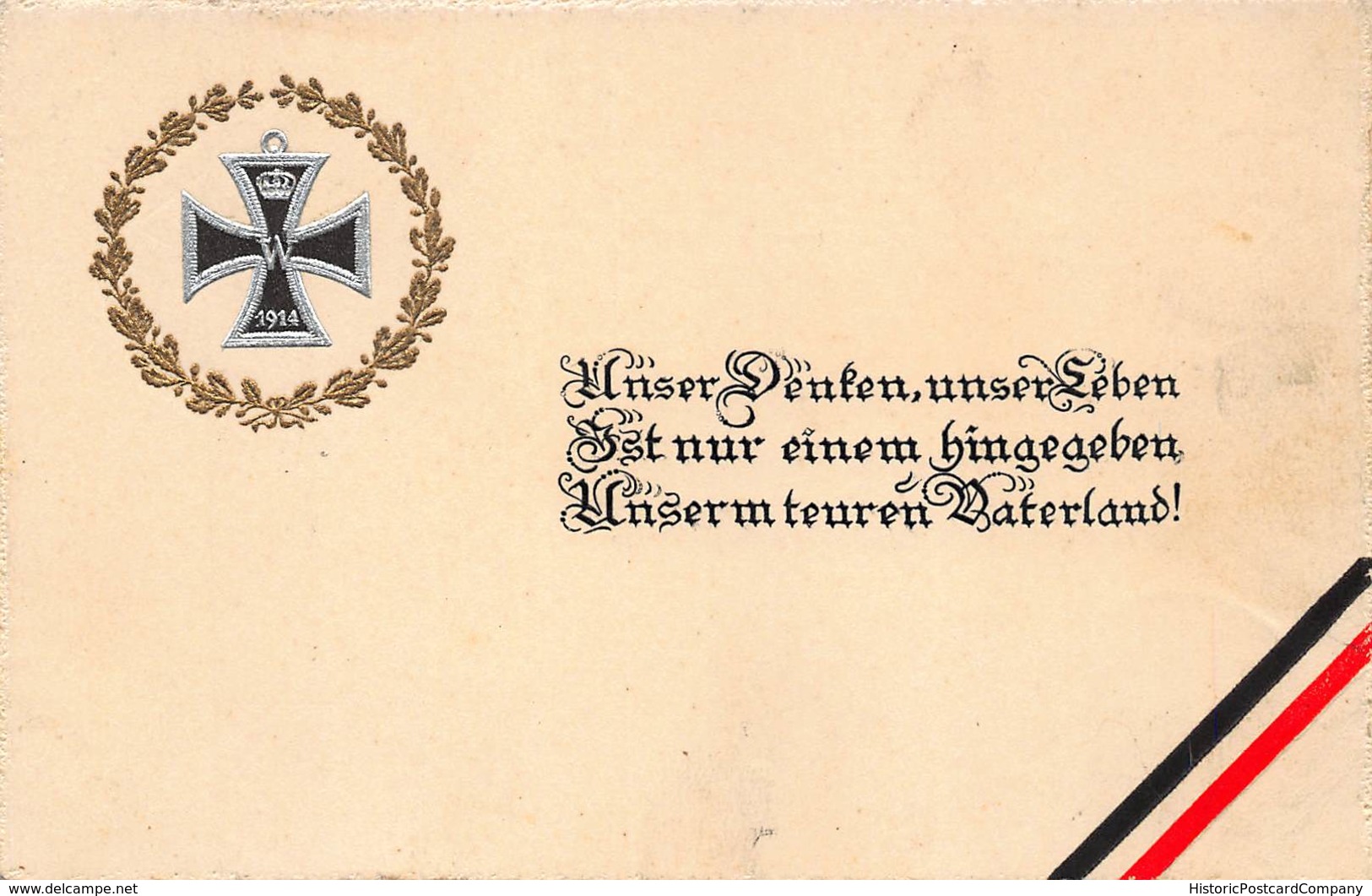 UNSER DENKEN, UNSER LEBEN..PATERLAND~WW1 GILT EMBOSSED IRON CROSS 1914 POSTCARD  40800 - Weltkrieg 1914-18