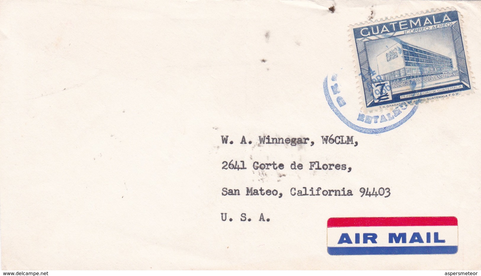 1966 ENVELOPPE CIRCULEE GUATEMALA TO USA AIR MAIL - BLEUP - Guatemala