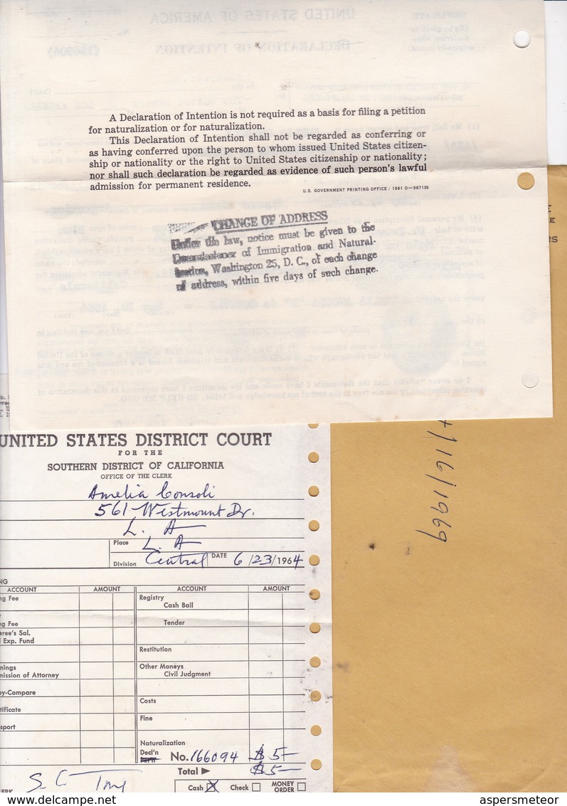 DECLARATION OF INTENTION  LOS ANGELES YEAR 1969 USA DOCUMENT - BLEUP - Documentos Históricos