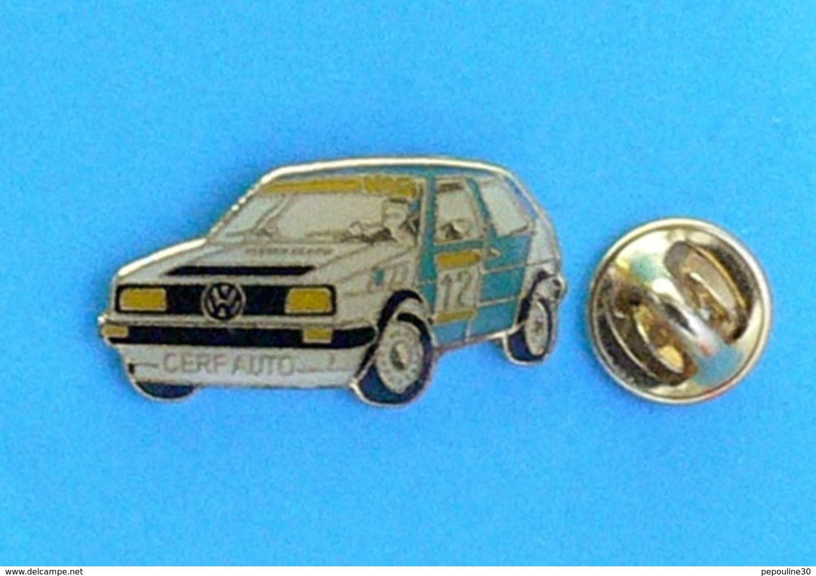 1 PIN'S  //  ** RALLYE / VOLKSWAGEN  GOLF GTI  N°12 / CERF AUTO  ** - Volkswagen