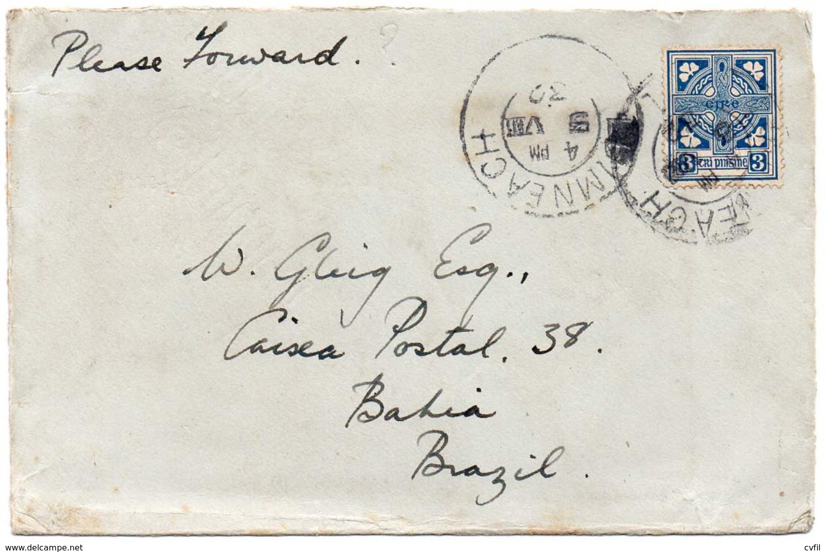 IRELAND 1932. Cover From Luimneach (Limerick) To Bahia, Brazil - Cartas