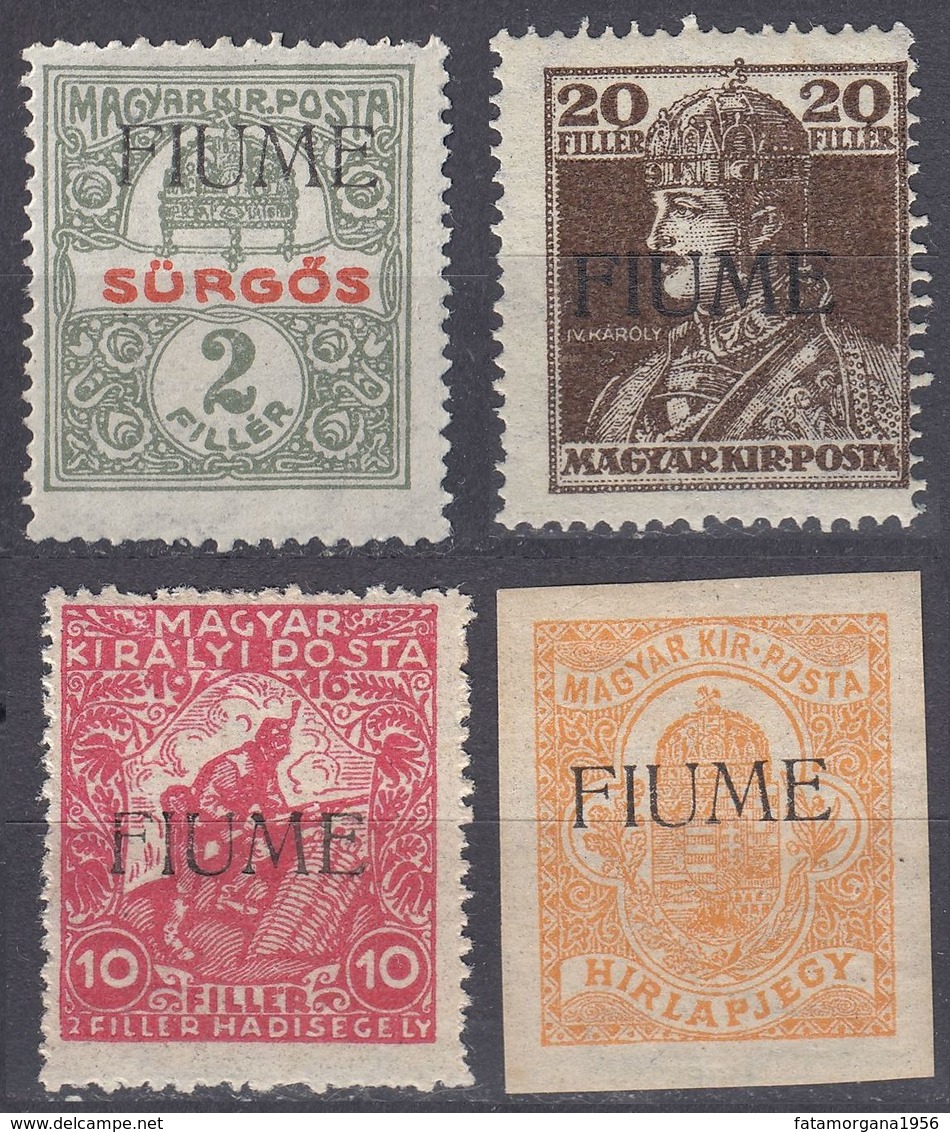 FIUME - 1919 - Lotto Di 4 Valori Nuovi MNH: Yvert 1, 25, 27 E 28, Come Da Immagine. - Fiume