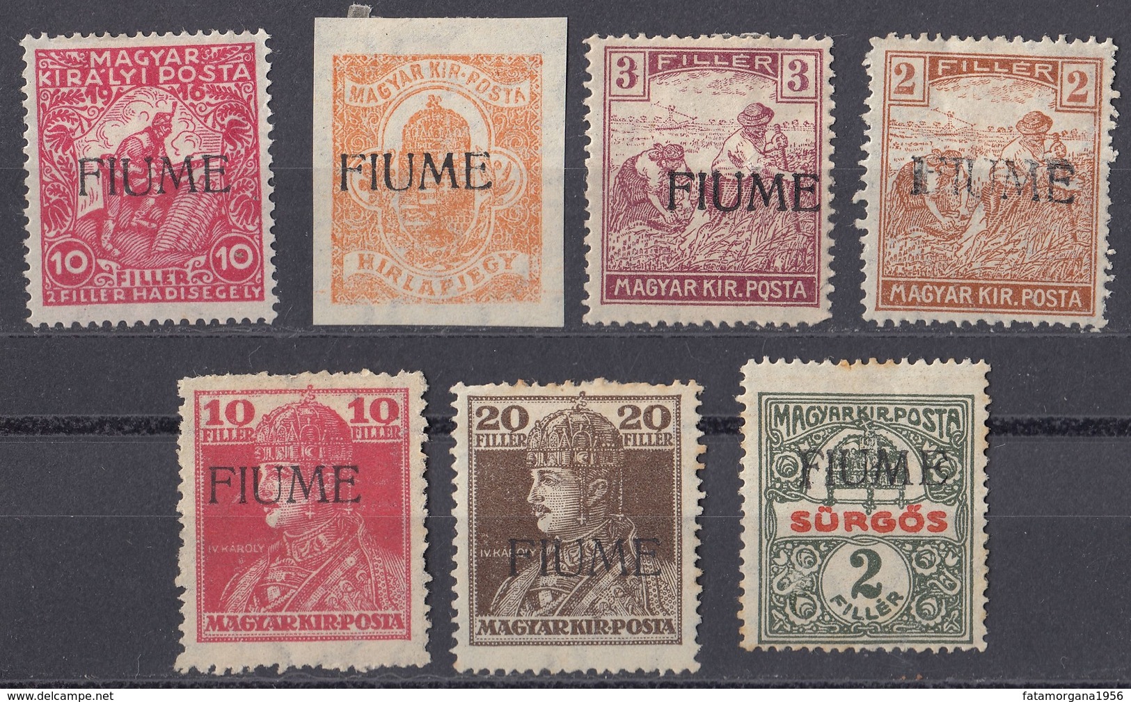 FIUME - 1919 - Lotto Di 7 Valori Nuovi MH: Yvert 1, 4, 5, 24, 25, 27 E 28, Come Da Immagine. - Fiume