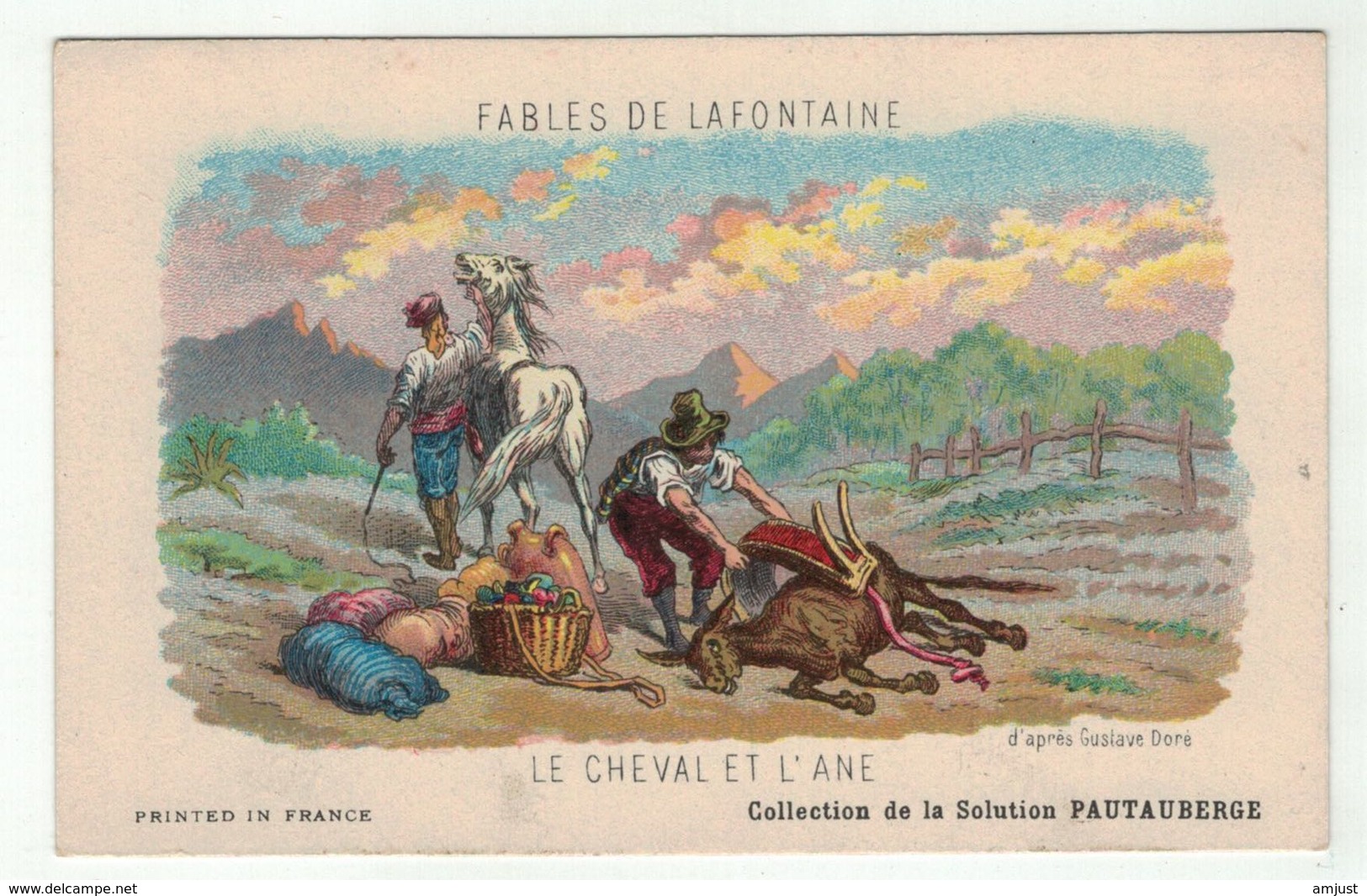 Carte Publicitaire Avec Fables De Lafontaine " Le Cheval Et L'âne " (texte Au Dos) - Non Classés