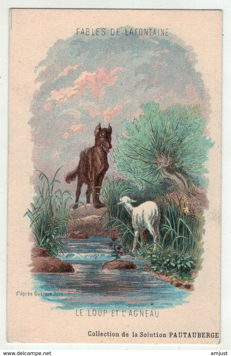 Carte Publicitaire Avec Fables De Lafontaine " Le Loup Et L'agneau " (texte Au Dos) - Non Classés