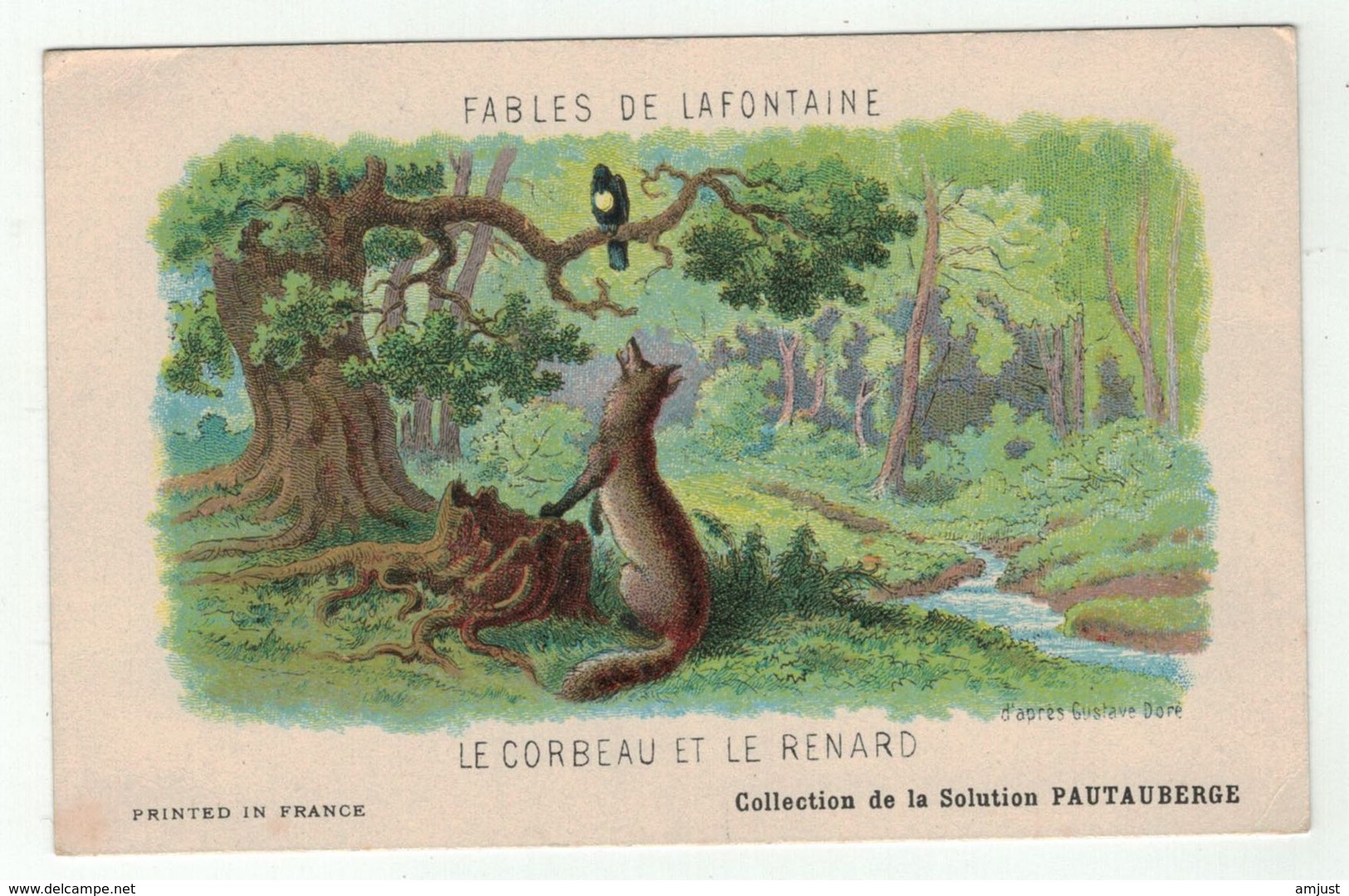 Carte Publicitaire Avec Fables De Lafontaine " Le Corbeau Et Le Renard " (texte Au Dos) - Non Classés