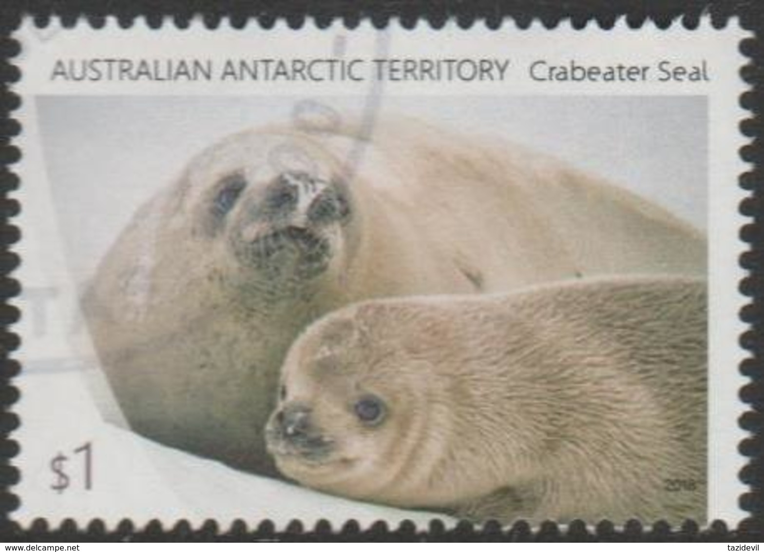 AUSTRALIAN ANTARCTIC TERRITORY - USED 2018 $1.00 Crab Eater Seals - Seal And Pup - Used Stamps