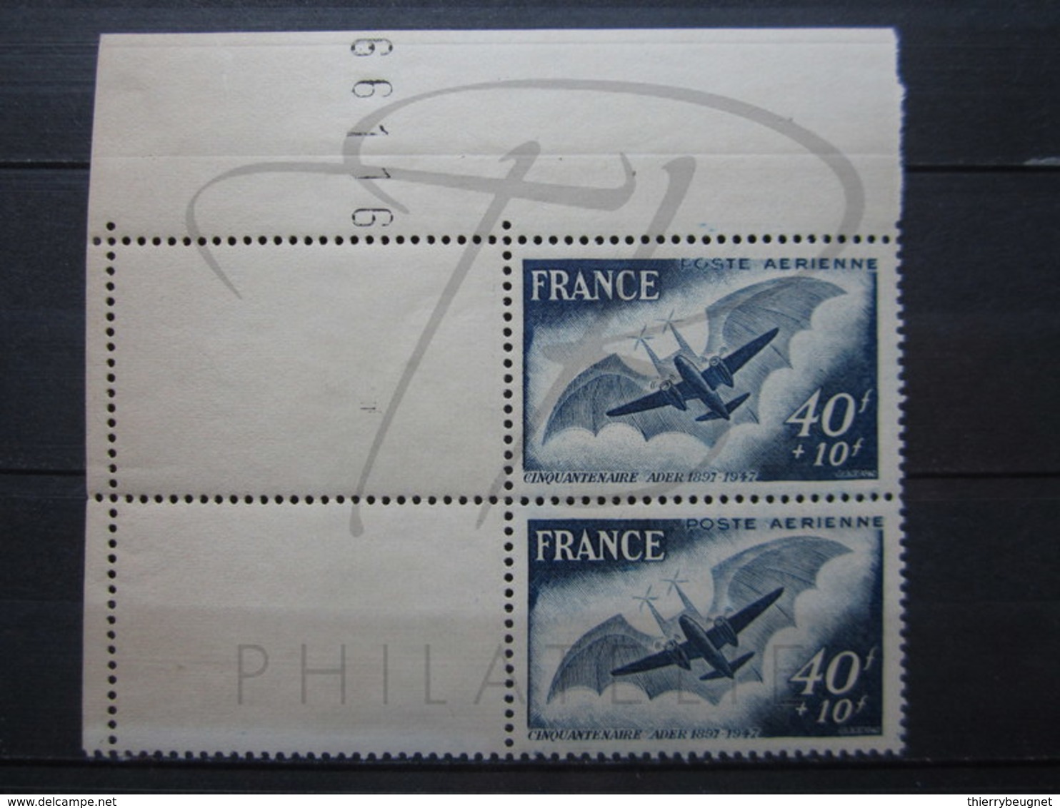 VEND BEAUX TIMBRES DE POSTE AERIENNE DE FRANCE N° 23 EN PAIRE + 2 BDF , HACHURES DU FRANCE TENANT A NORMAL , XX !!! - Unused Stamps