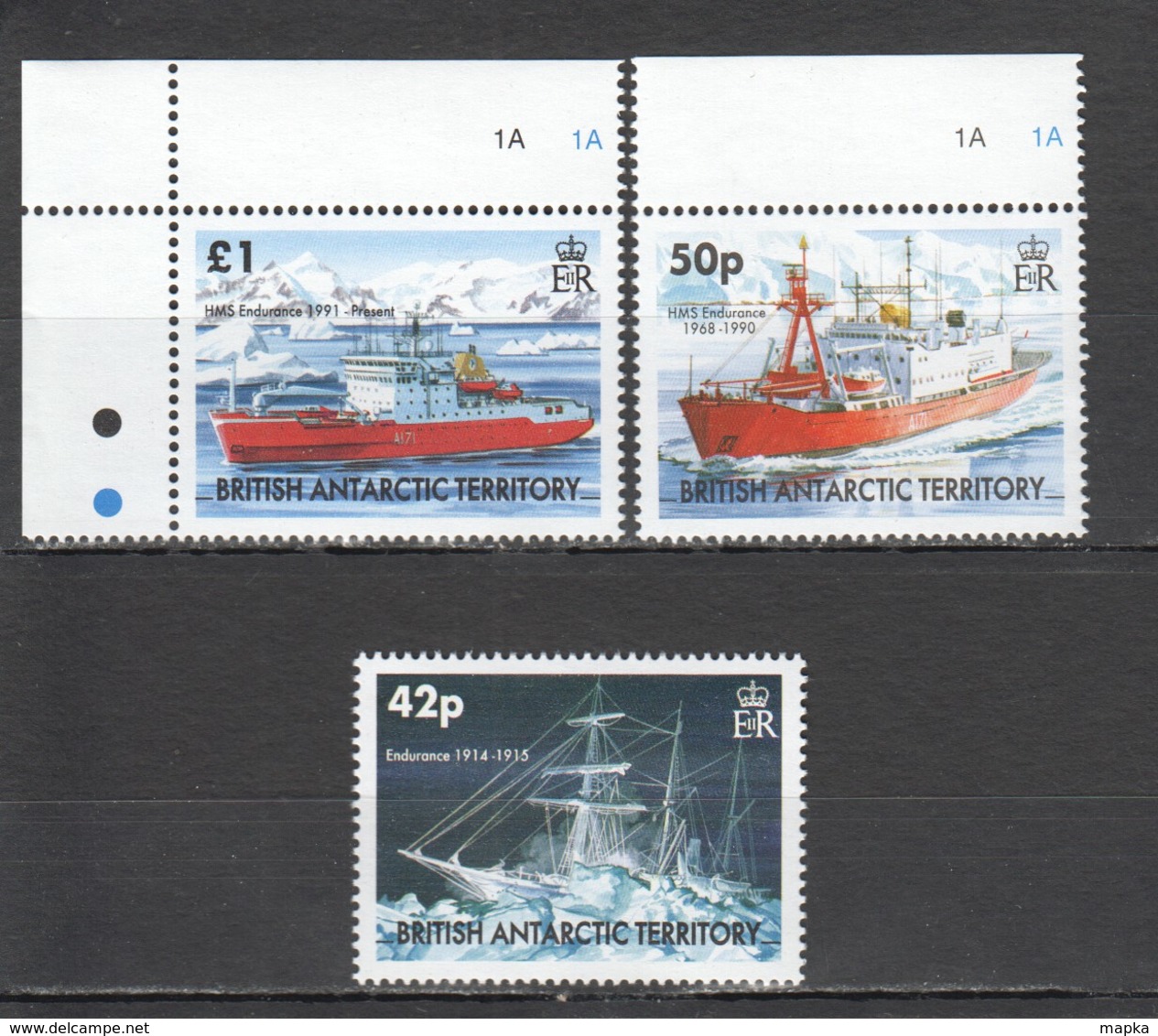 WW821 BRITISH ANTARCTIC TERRITORY SHIPS ENDURANCE #397-99 MICHEL 23 EURO SET MNH - Expéditions Antarctiques