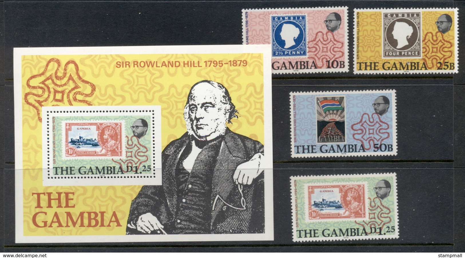 Gambia 1979 Sir Rowland Hill Death Centenary + MS MUH - Gambia (1965-...)