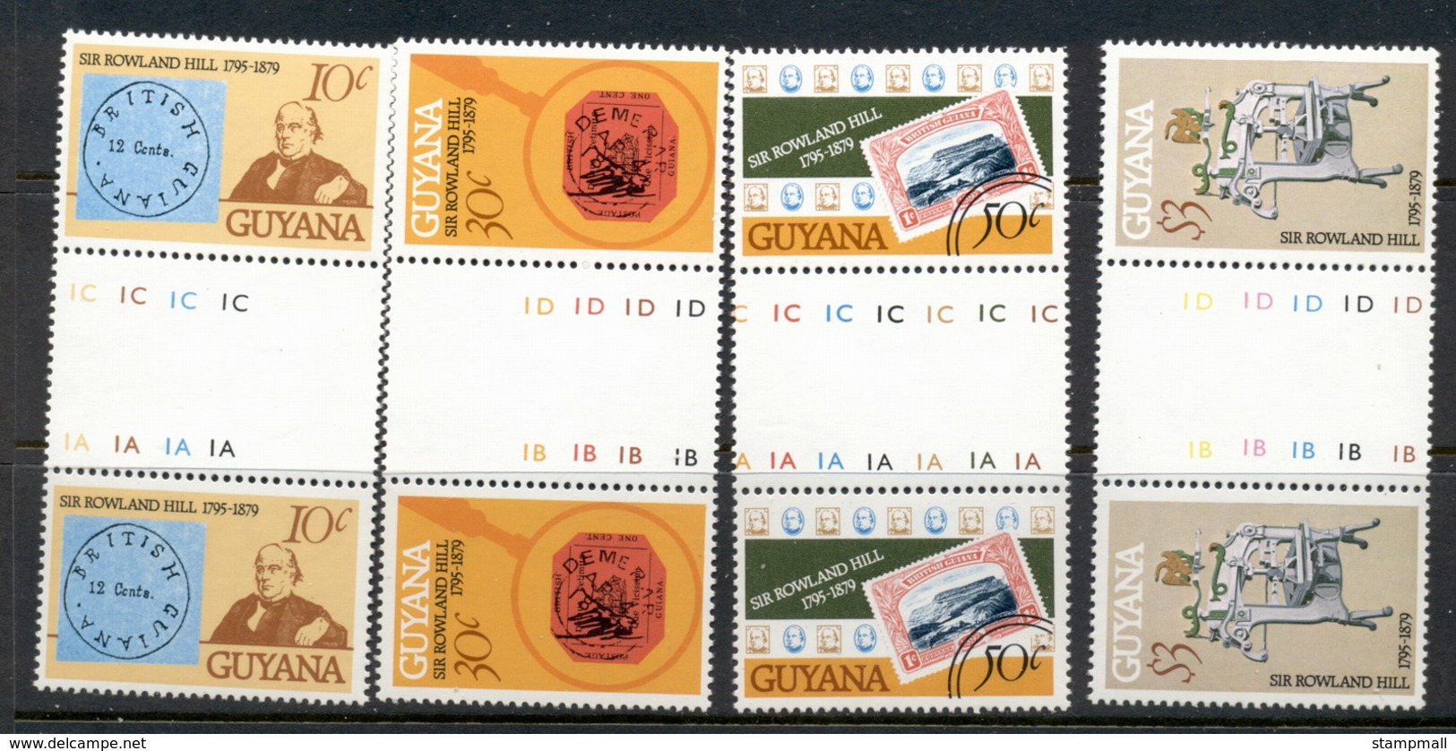 Guyana 1979 Sir Rowland Hill Death Centenary Gutter Pr MUH - Guyana (1966-...)