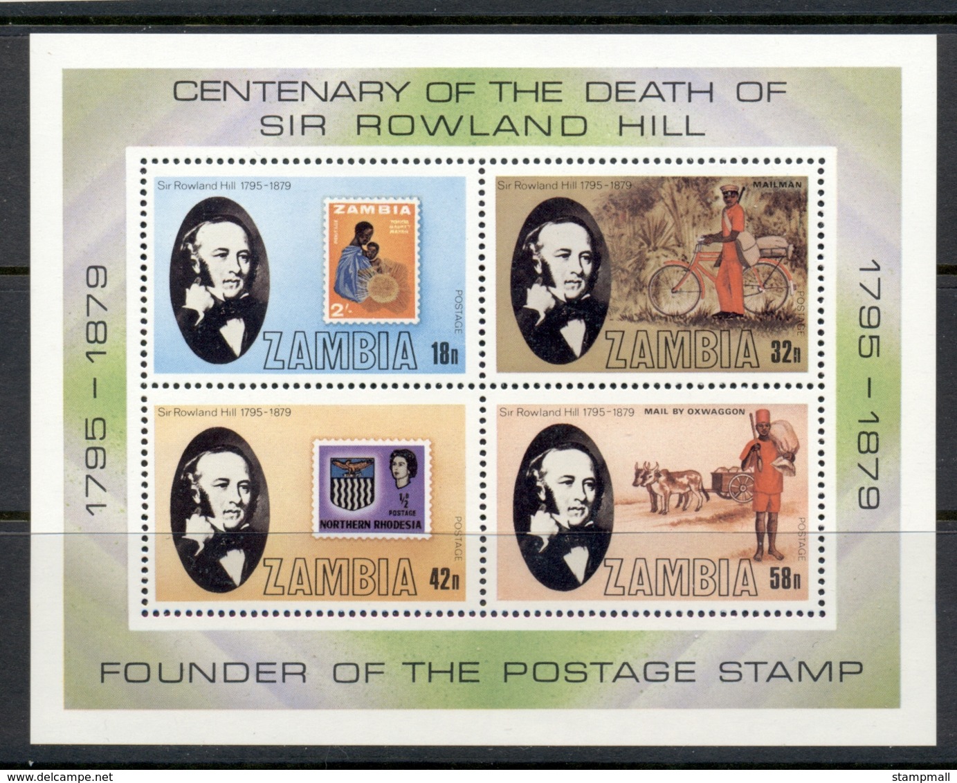 Zambia 1979 Sir Rowland Hill Death Centenary MS MUH - Zambia (1965-...)