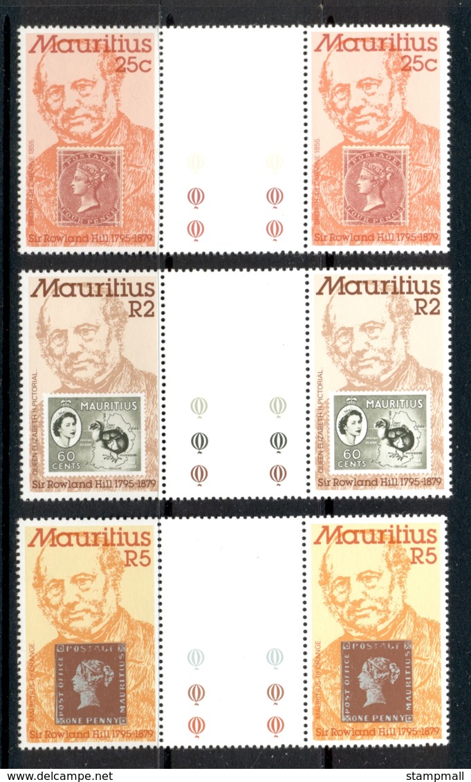 Mauritius 1979 Sir Rowland Hill Death Centenary Gutter Pr MUH - Mauritius (1968-...)