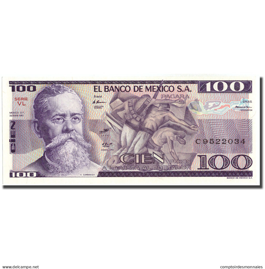 Billet, Mexique, 100 Pesos, 1982, 1982-03-25, KM:74c, SPL+ - Mexique