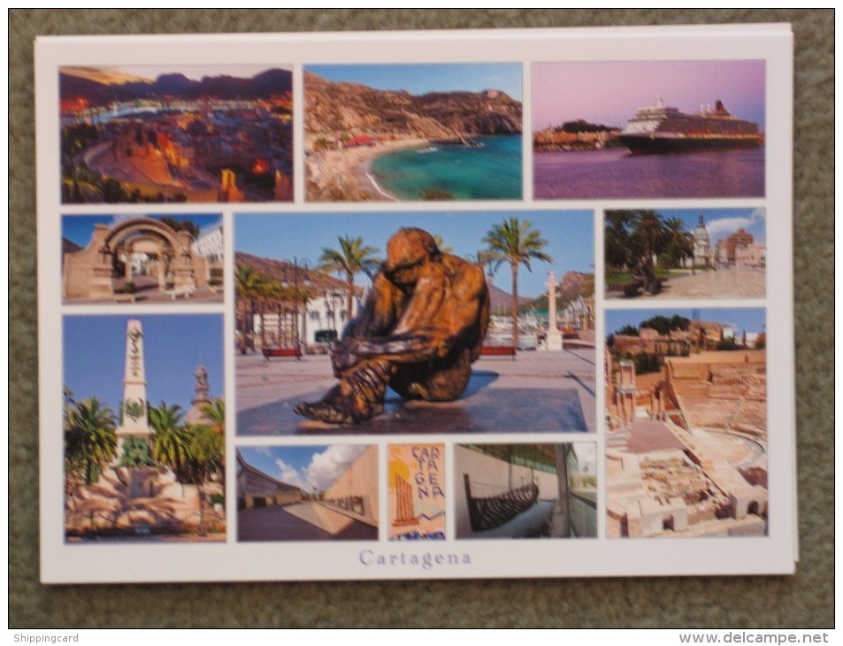 CUNARD QUEEN ELIZABETH ON MULTIVIEW AT CARTAGENA, SPAIN - Steamers