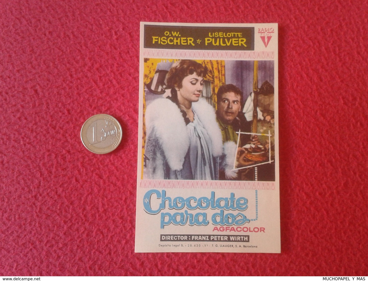 SPAIN PROGRAMA DE CINE FOLLETO MANO OLD CINEMA PROGRAM PROGRAMME FILM PELÍCULA CHOCOLATE PARA DOS LISELOTTE PULVER - Cinema Advertisement