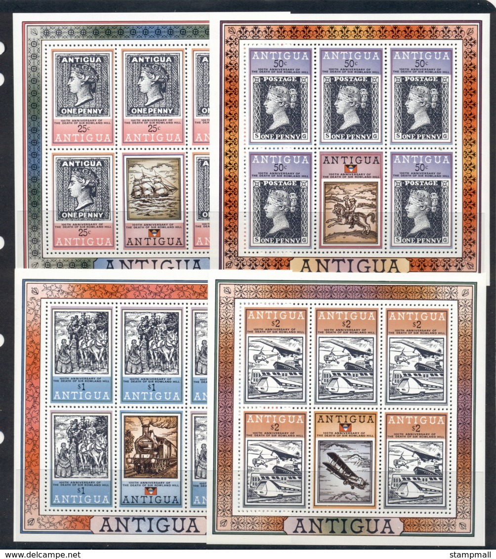 Antigua 1979 Sir Rowland Hill Death Centenary 4xsheetlet MUH - Antigua And Barbuda (1981-...)