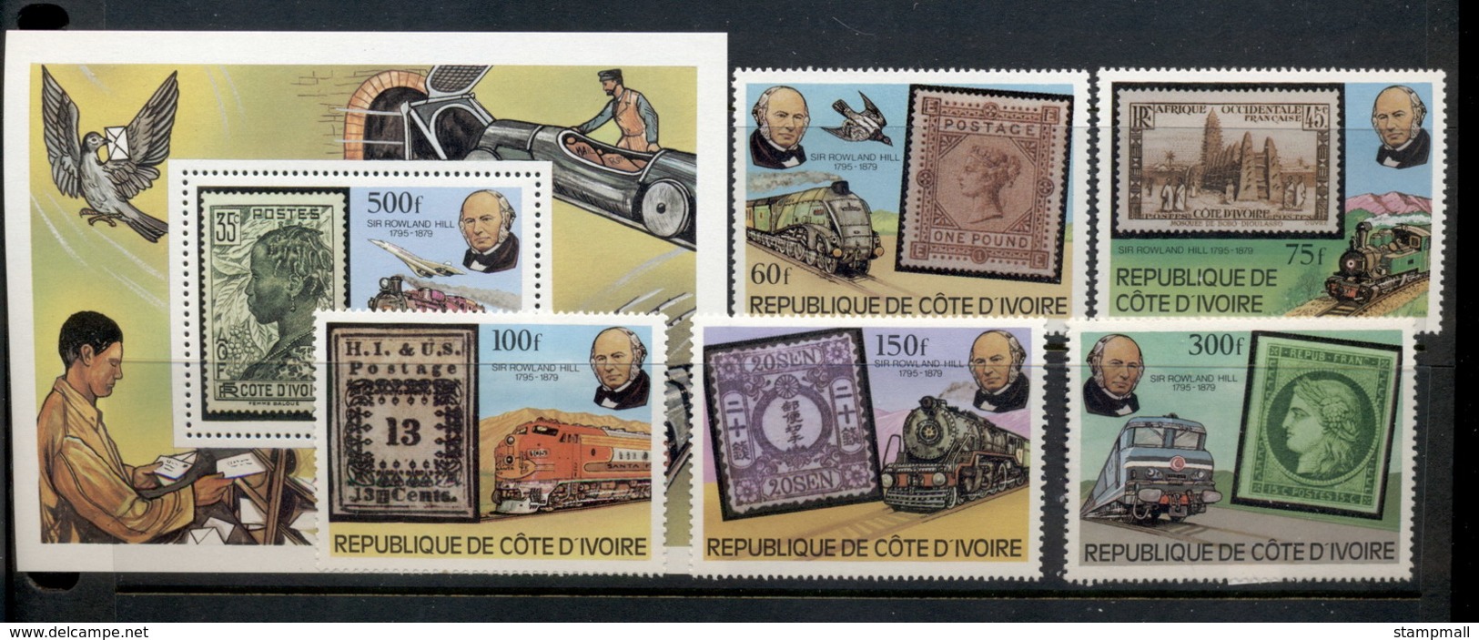 Ivory Coast 1979 Sir Rowland Hill Death Centenary + MS MUH - Ivory Coast (1960-...)