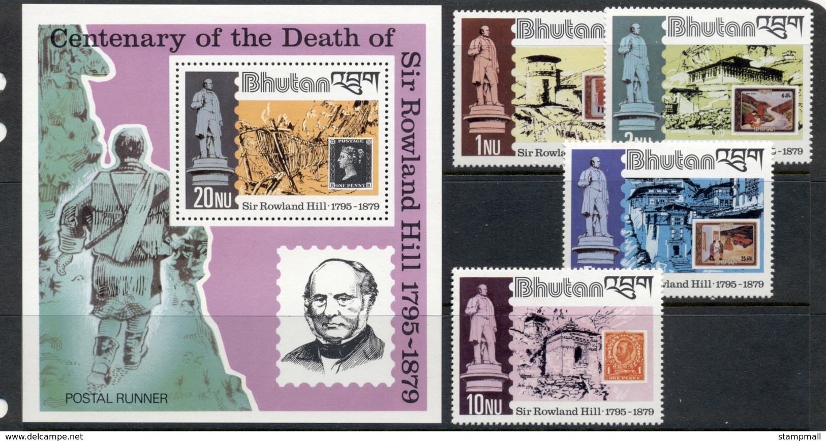 Bhutan 1979 Sir Rowland Hill Death Centenary +MS MUH - Bhutan