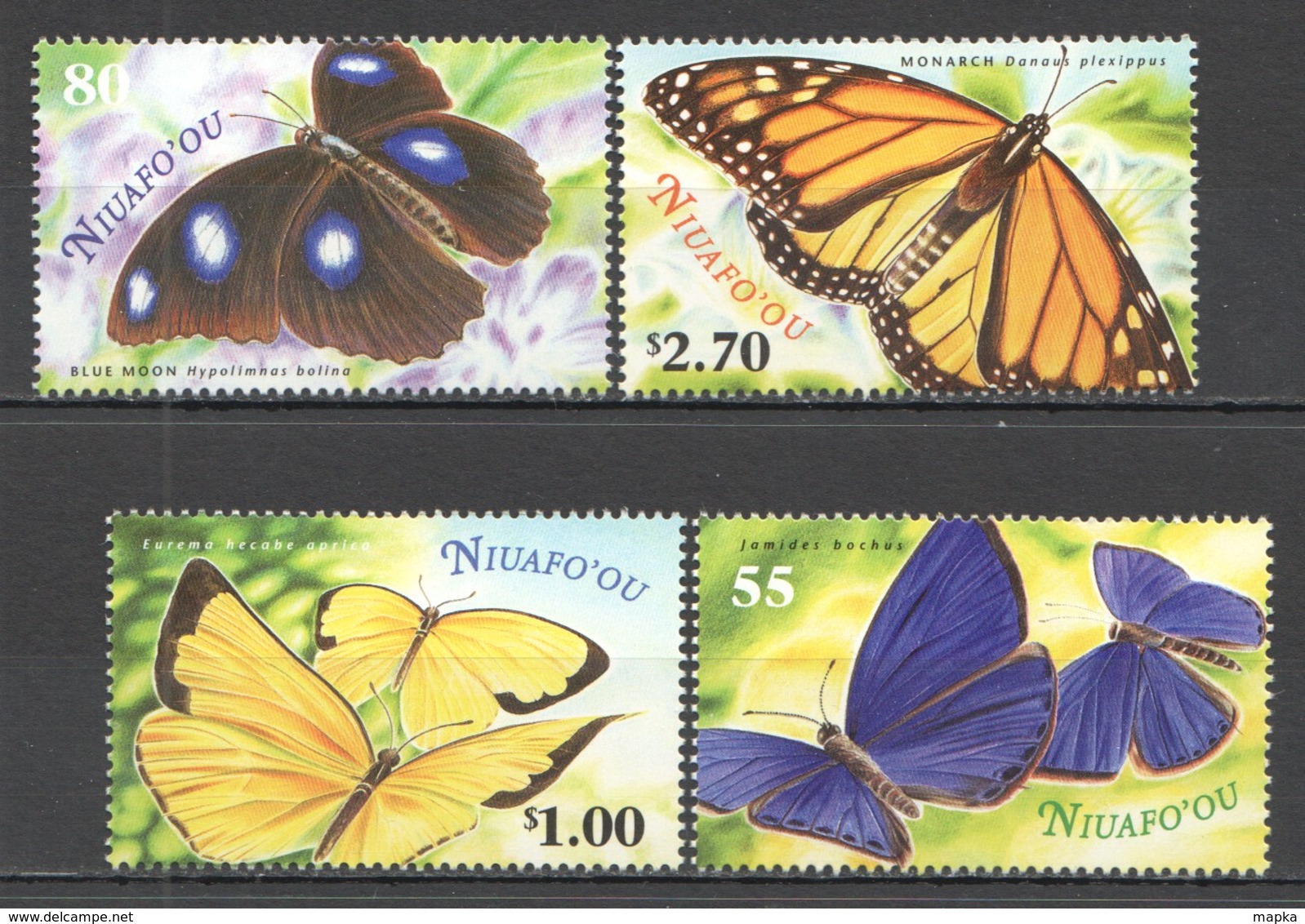 K852 2000 NIUAFO'OU FLORA & FAUNA BUTTERFLIES #367-70 1SET MNH - Papillons