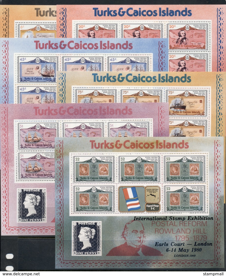 Turks & Caicos Is 1979 Sir Rowland Hill Death Centenary 6xsheetlet MUH - Turks And Caicos