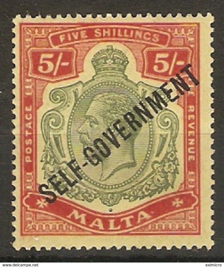 MALTA 1922 5s SG 113 LIGHTLY MOUNTED MINT TOP VALUE OF THE SET Cat £60 - Malte (...-1964)