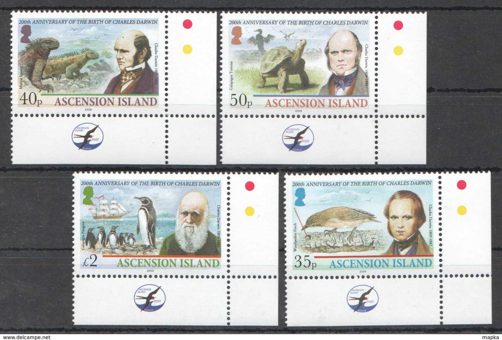 G1108 2009 ASCENSION ISLAND FAUNA BIRDS REPTILES CHARLES DARWIN 1SET #1090-3 !!! MICHEL 13 EURO !!! MNH - Autres & Non Classés