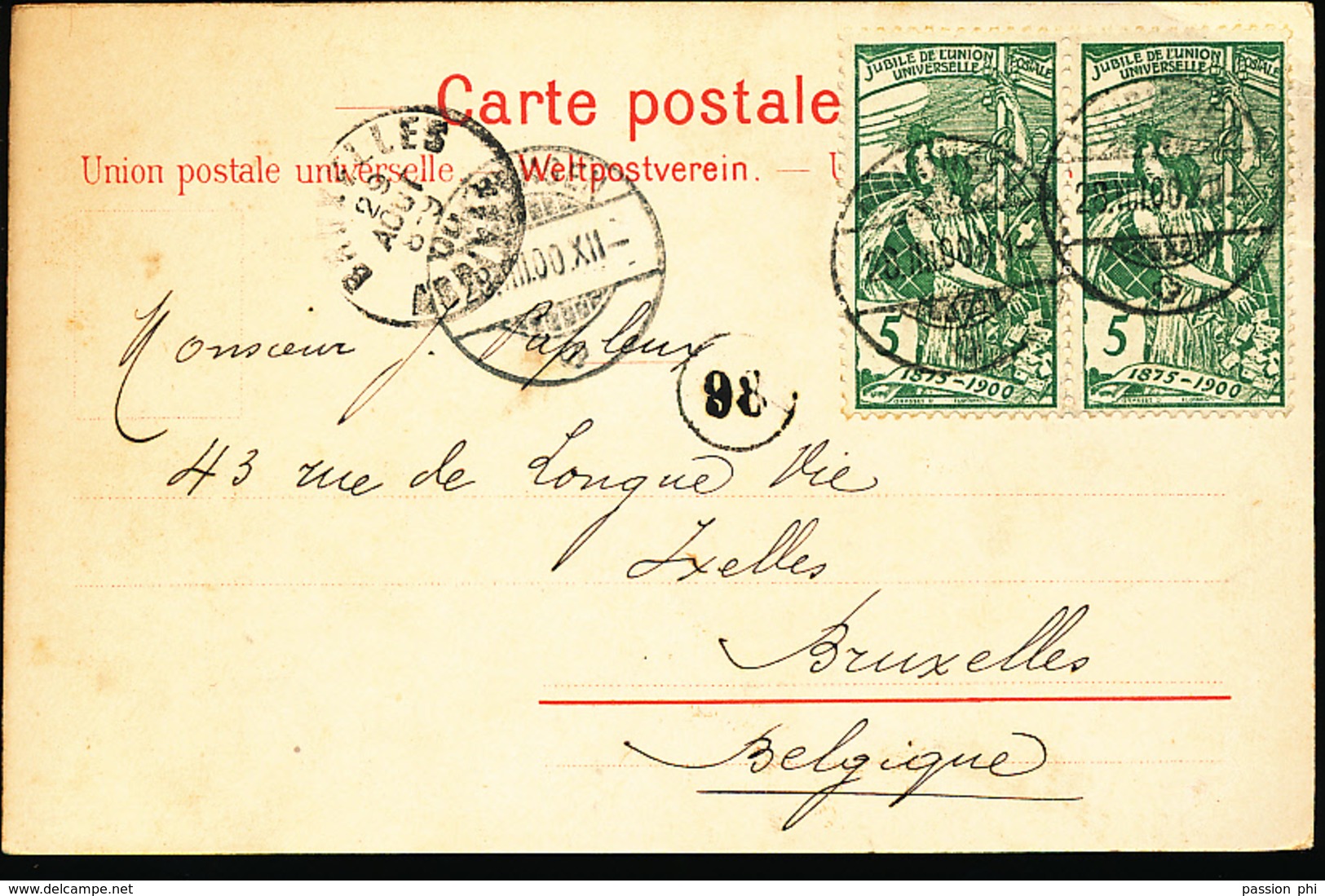 SWITZERLAND UPU ON PC 1900 TO BRUSSELS - Lettres & Documents