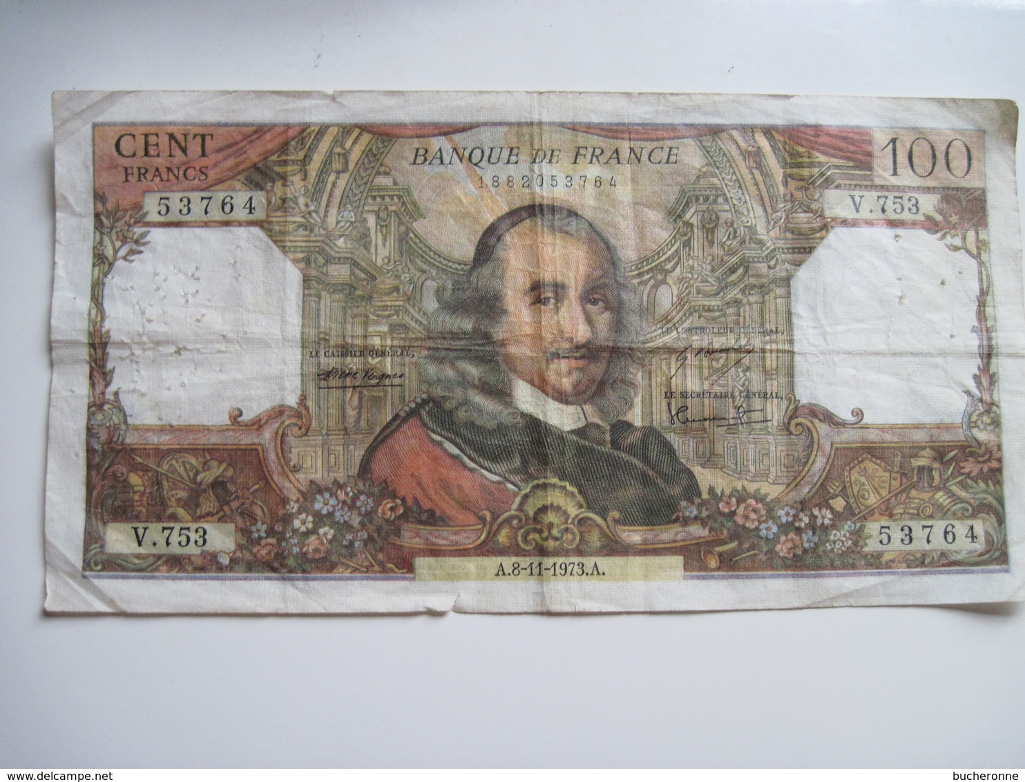 BILLET CENT 100 FRANCS Type CORNEILLE A.8-11-1973 A. Dans L'état - 100 F 1964-1979 ''Corneille''