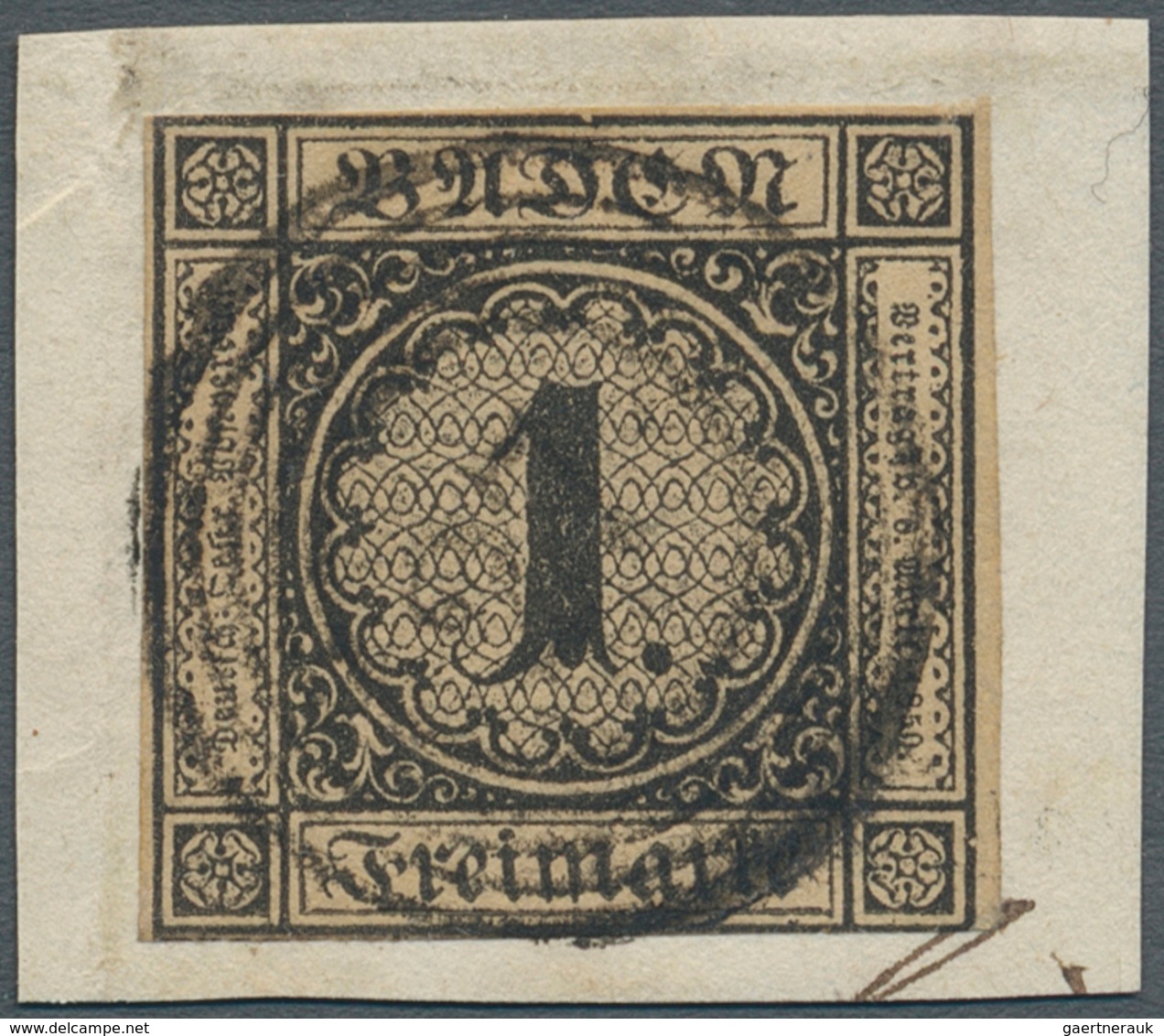 Baden - Marken Und Briefe: 1851: 1 Kr Schwarz Auf Bräunlich, Abart "obere Randlinie Eingekerbt", Sel - Other & Unclassified
