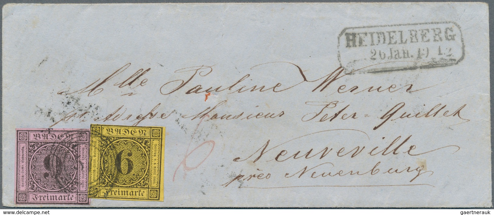 Baden - Marken Und Briefe: 1851/53, Ziffern 9 Kr. Auf Lilarosa Und 1853, 6 Kr. Auf Gelb Als Ausgaben - Other & Unclassified