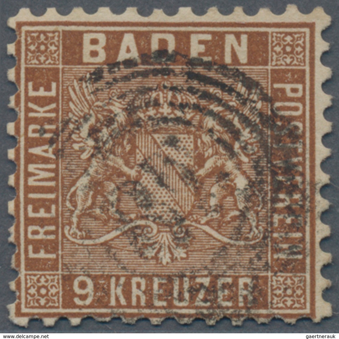 Baden - Marken Und Briefe: 1862, 9 Kreuzer Dunkelbraun Entwertet Mit Zackenkranzstempel "87" Von Man - Other & Unclassified