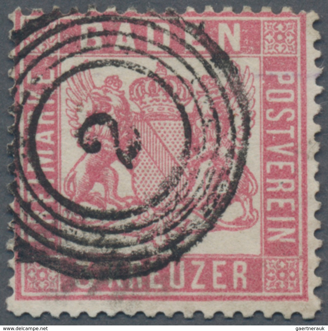 Baden - Marken Und Briefe: 1862, 3 Kreuzer Rosa Gezähnt K 13 1/2 Entwertet Mit 5-Ringstempel "2" Von - Altri & Non Classificati