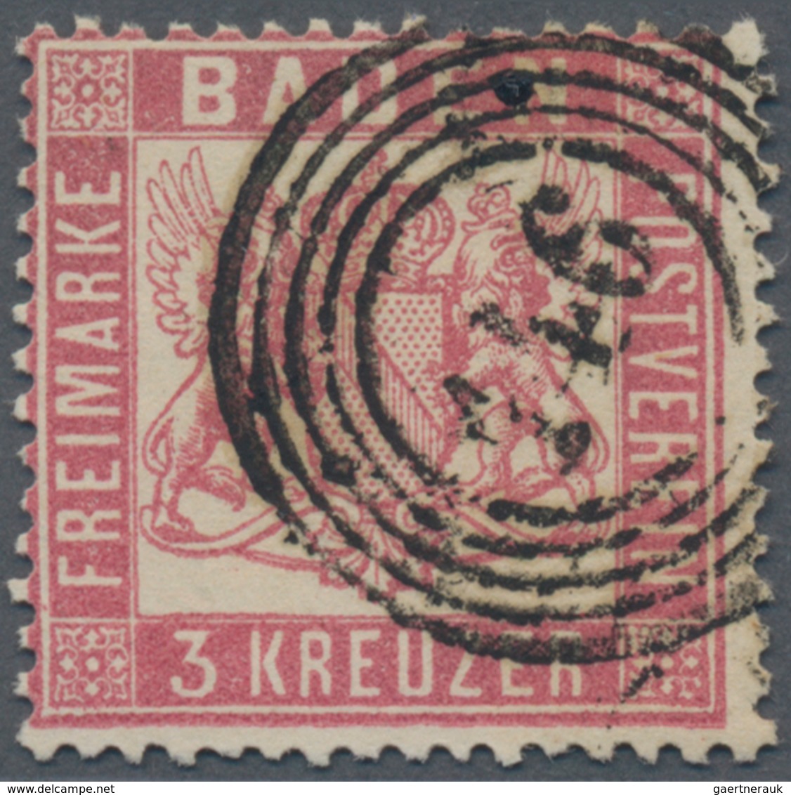 Baden - Marken Und Briefe: 1862, 3 Kreuzer Rosa Gezähnt K 13 1/2 Entwertet Mit 5-Ringstempel "146" V - Other & Unclassified