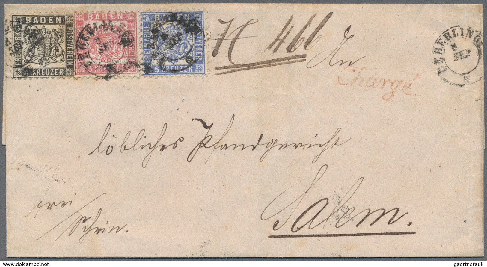 Baden - Marken Und Briefe: 1862/1864, 1 Kr. Schwarz, 3 Kr. Karmin Und 6 Kr. Ultramarin, Drei Werte F - Otros & Sin Clasificación