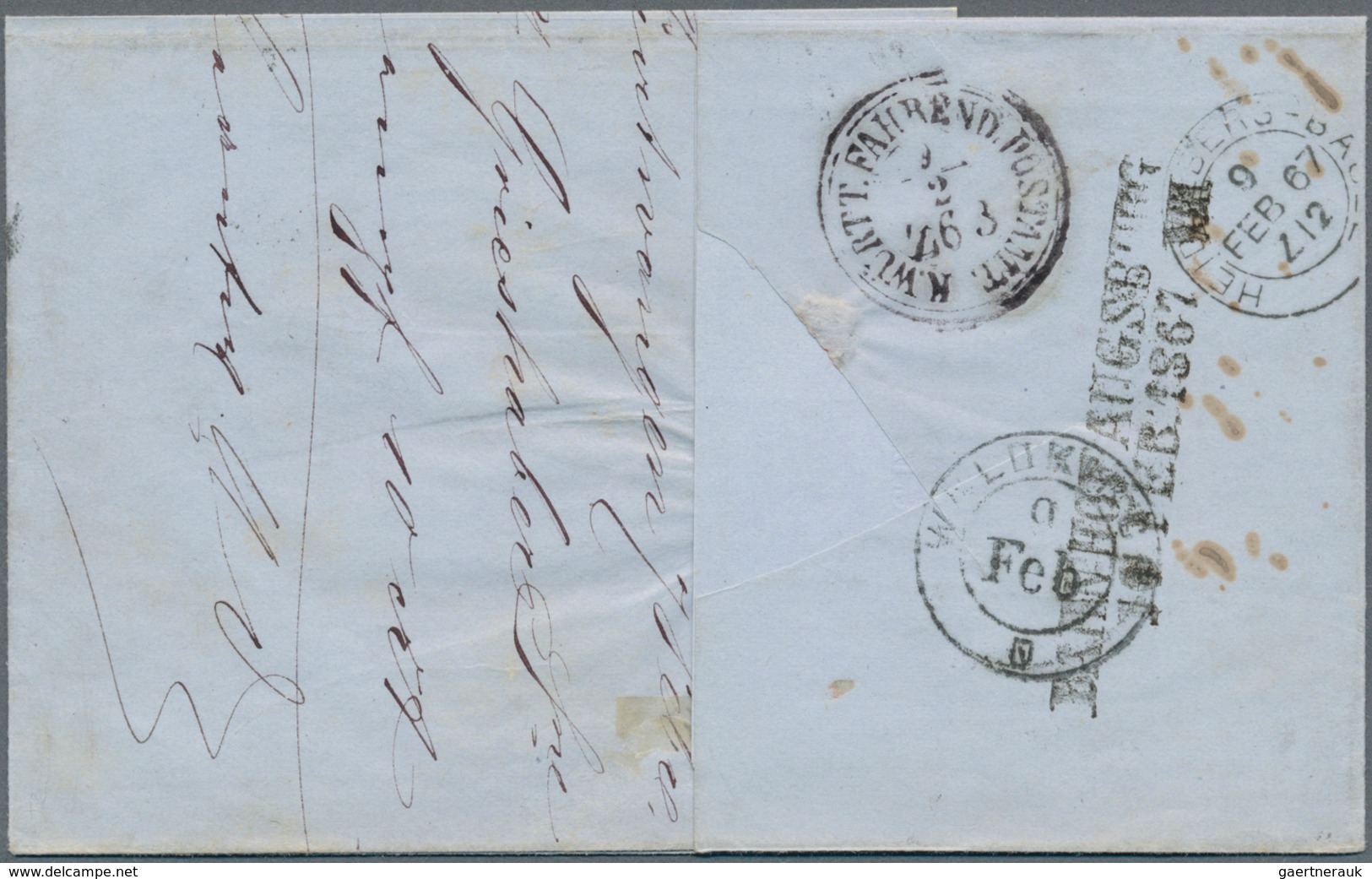 Baden - Marken Und Briefe: 1862, Wappen Auf Weißem Grund 6 Kr. Preussischblau Mit Nr.-St "45" Und 3 - Other & Unclassified