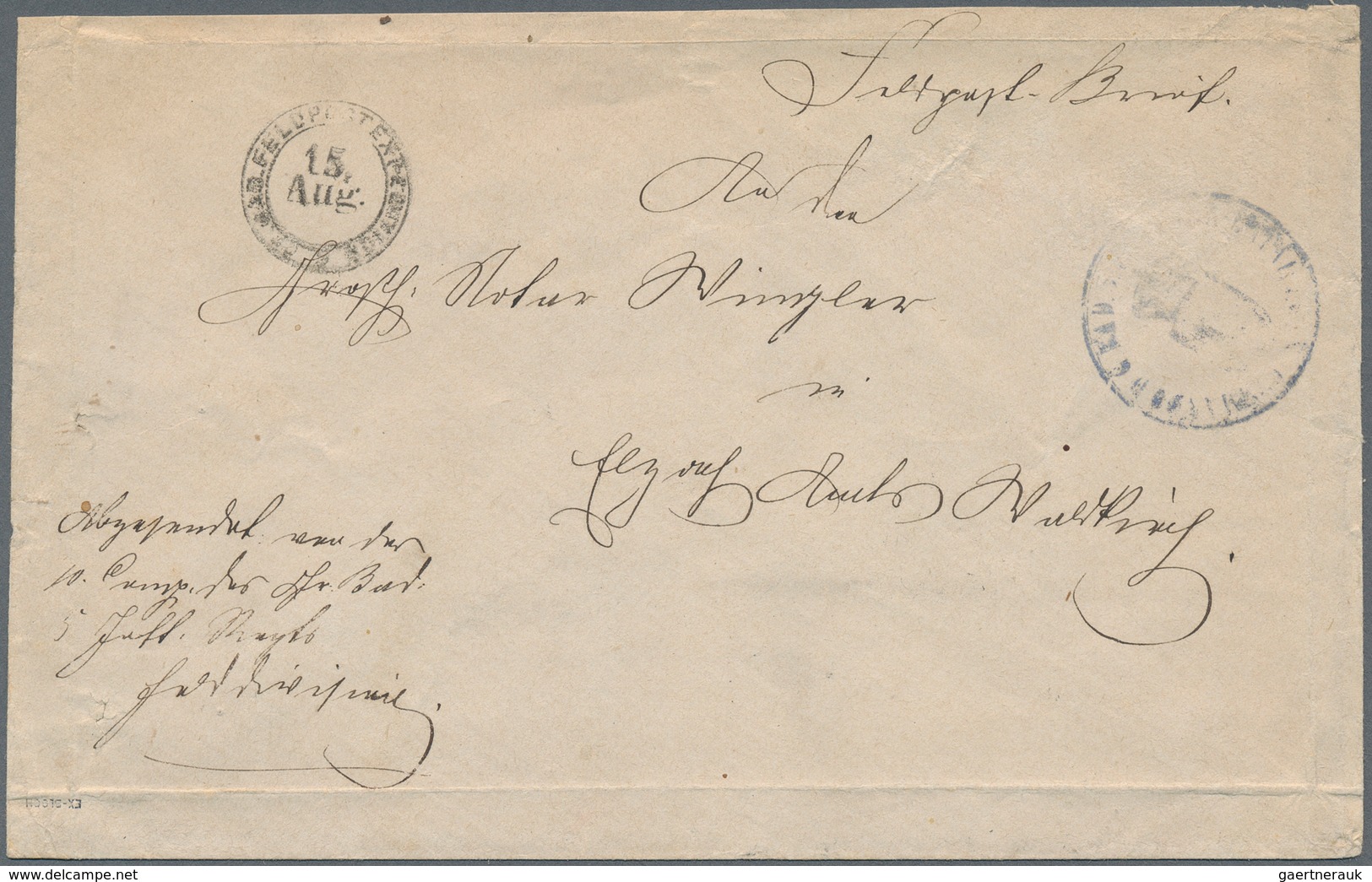 Baden - Feldpost: 1870, Feldpostbrief Mit Stempel "GR. BAD. F.P. EXP. 15. AUG" Und Etwas Schwchem Tr - Other & Unclassified