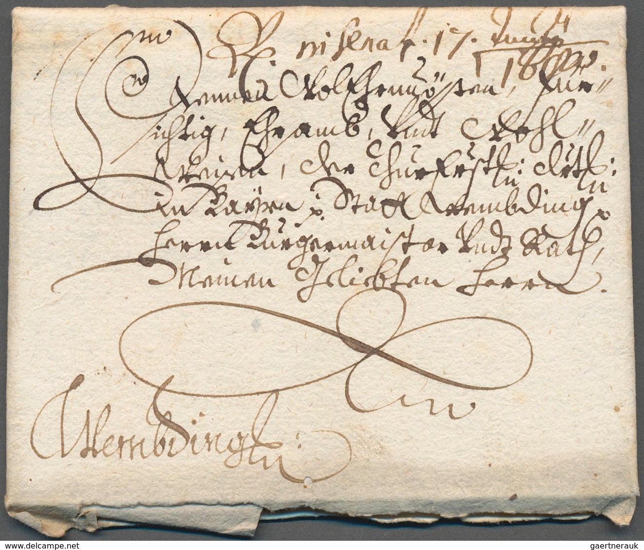 Bayern - Vorphilatelie: 1680, Interessanter Schnörkelbrief Mit 2 Seiten Inhalt Von STRAUBING Nach We - Prephilately