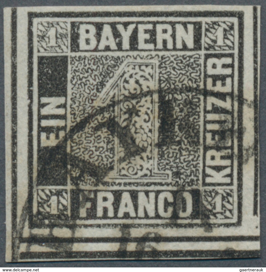 Bayern - Marken Und Briefe: 1849, SCHWARZER EINSER 1 Kreuzer Schwarz, Platte 1, Zwei Waagerechte TRE - Andere & Zonder Classificatie