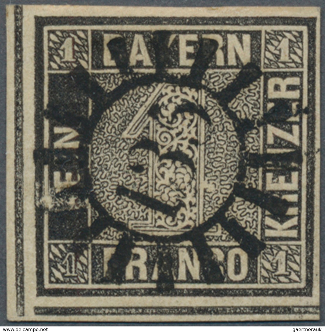 Bayern - Marken Und Briefe: 1849: 1 Kreuzer Schwarz, Platte 2, Farbfrisches Exemplar In Tadelloser E - Autres & Non Classés