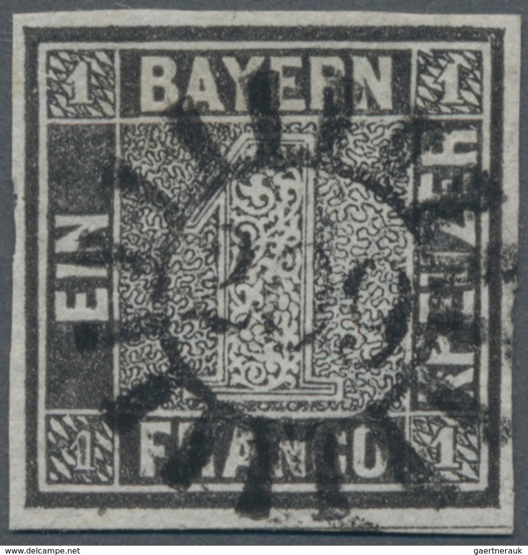 Bayern - Marken Und Briefe: 1849, 1 Kr. Grauschwarz, Platte 2, In Gestempelter Erhaltung, Entwertet - Sonstige & Ohne Zuordnung