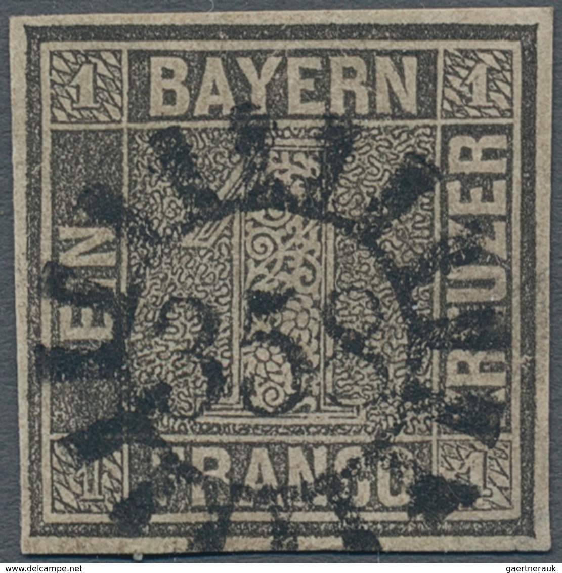 Bayern - Marken Und Briefe: 1849, 1 Kr. Grauschwarz, Platte 2, In Gestempelter Erhaltung, Entwertet - Andere & Zonder Classificatie