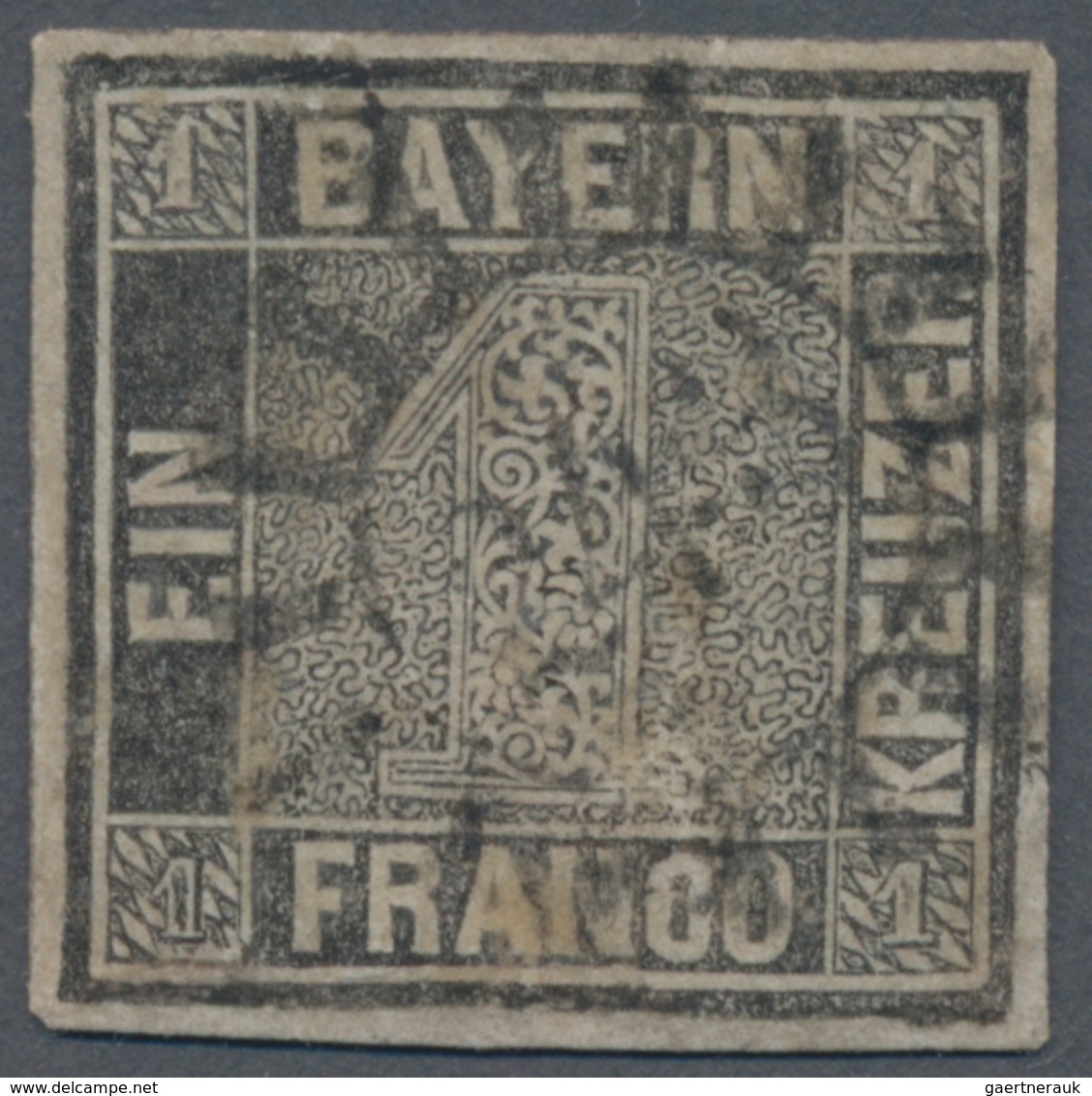 Bayern - Marken Und Briefe: 1849-50 1 Kr. Schwarzgrau Von Platte 2, Gebraucht Und Sauber Entwertet M - Andere & Zonder Classificatie