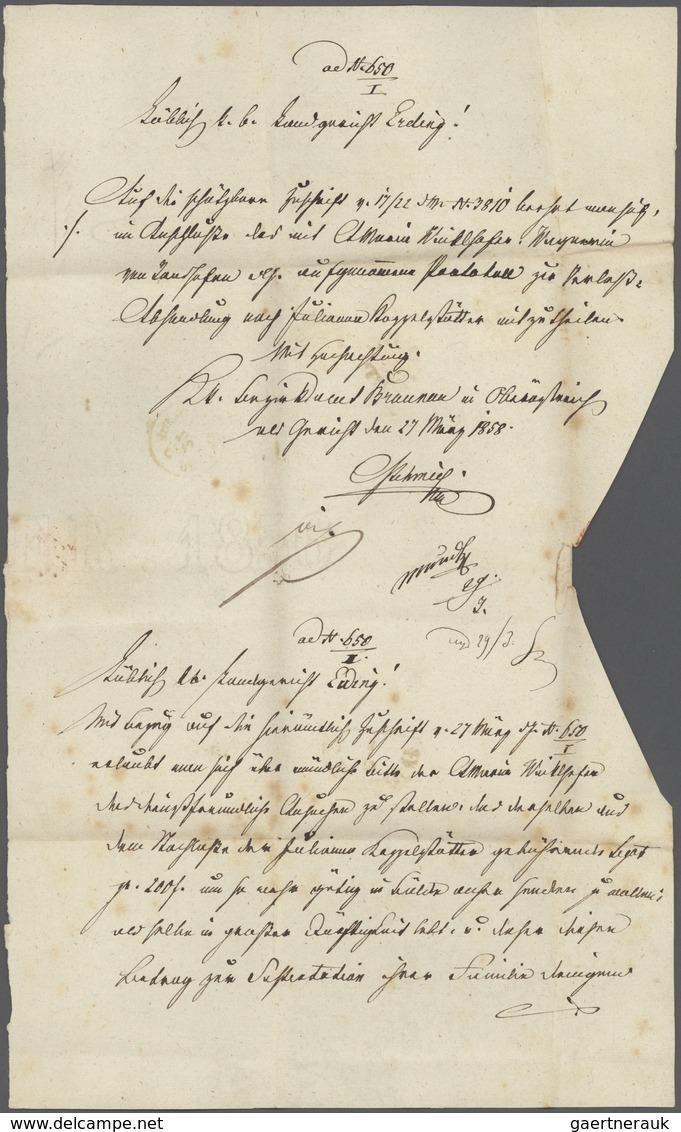 Bayern - Marken Und Briefe: 1850, 3 Kr. Blau, Platte 3 Zusammen Mit 3 Kr. Blau, Platte 4 Und 6 Kr. B - Other & Unclassified